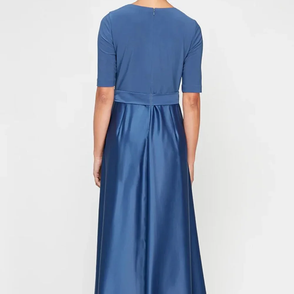 Alex Evenings Wedgewood Satin Petite Surplice Neckline Ballgown/NWT/14P - Picture 3 of 15